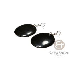 Round Black Horn Earrings