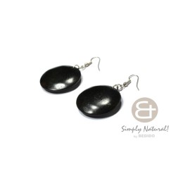 Black Wood Round Earrings