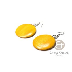 Yellow Colored Wood Earrings